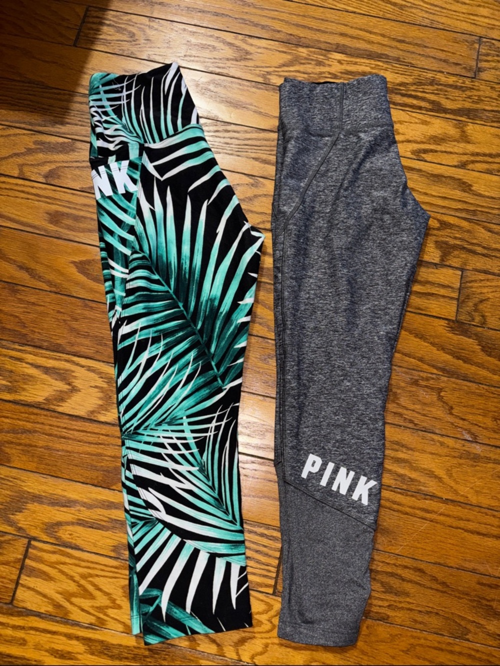 PINK Victoria's Secret Tropical Palm Print & Heather Gray Women’s ' Leggings